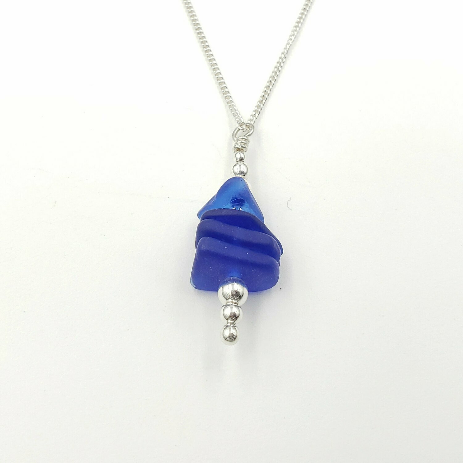 Cobalt Blue Maine Sea Glass 4 Piece Stacking Necklace