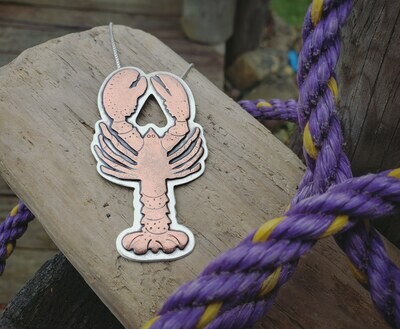 Copper and Sterling Silver Lobster Necklace