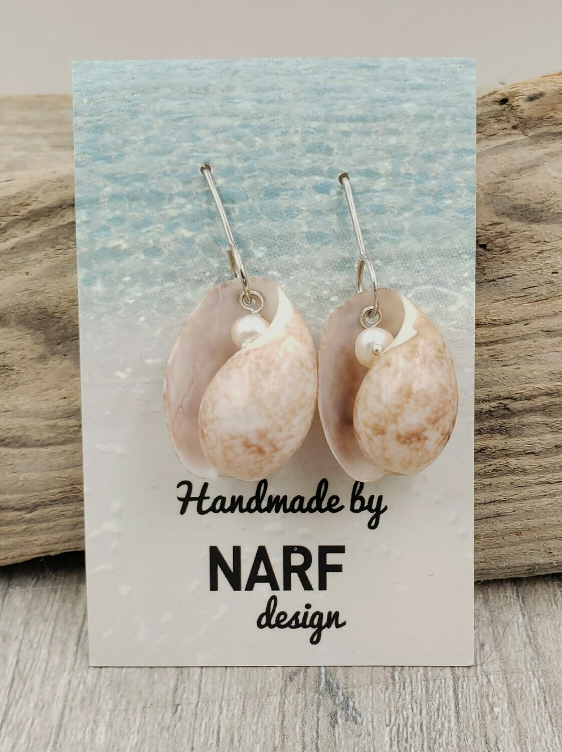 Atlantic Bubble Shell Earrings with Freshwater Pearls
