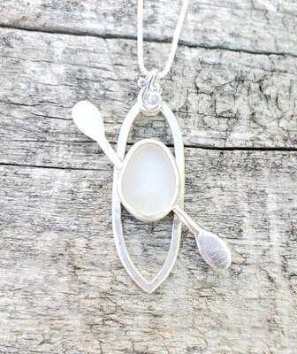 White Beach Glass Kayak Necklace White Beach Glass Kayak Necklace