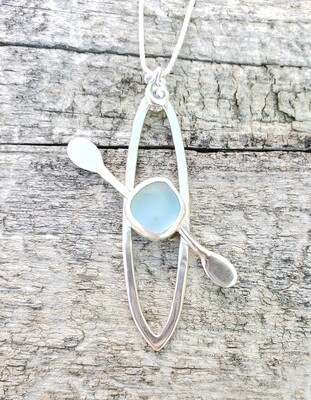 Light Blue Beach Glass Kayak Necklace Light Blue Beach Glass Kayak Necklace