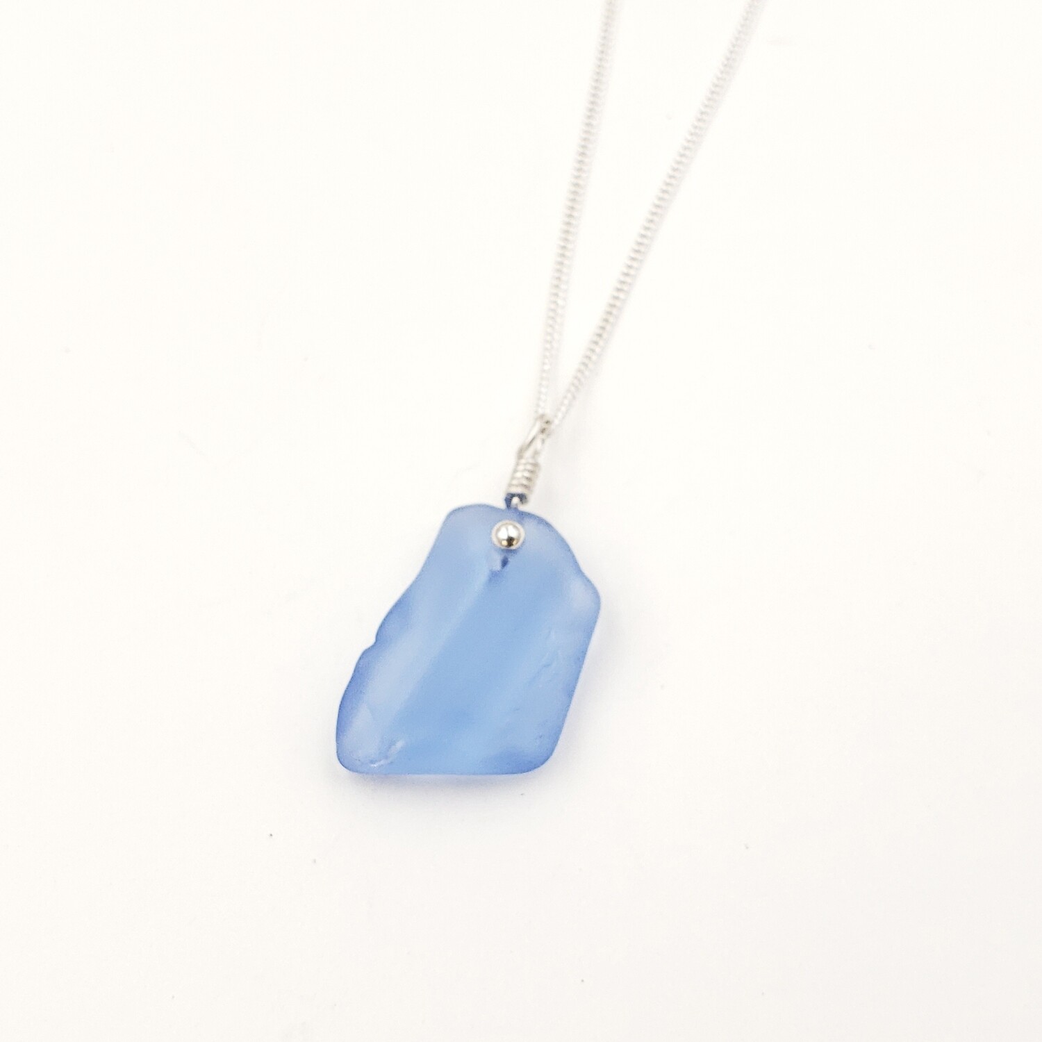 Light Cornflower Blue Maine Sea Glass Necklace