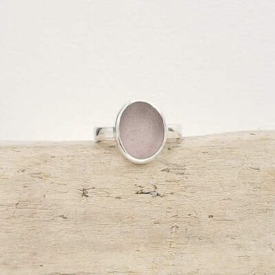 Pale Lavender Lake Erie Beach Glass Ring - size 6