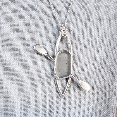 Gray Lake Erie Beach Glass Kayak Necklace