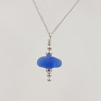 Blue Lake Erie Beach Glass Stacking Necklace