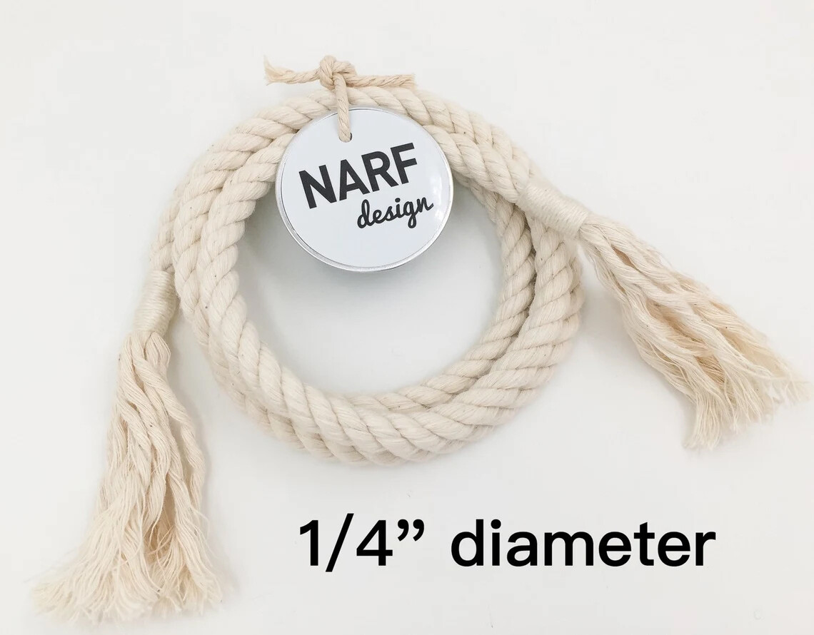 Nautical Rope Belt with Whipping Knot Ends - 1/4" Diameter