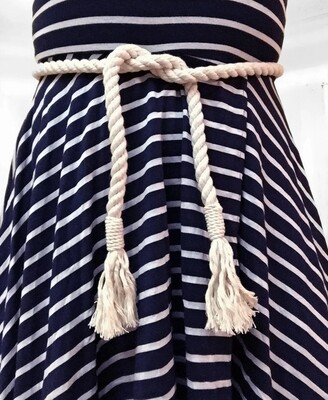 Nautical Rope Belt with Whipping Knot Ends - 1/2