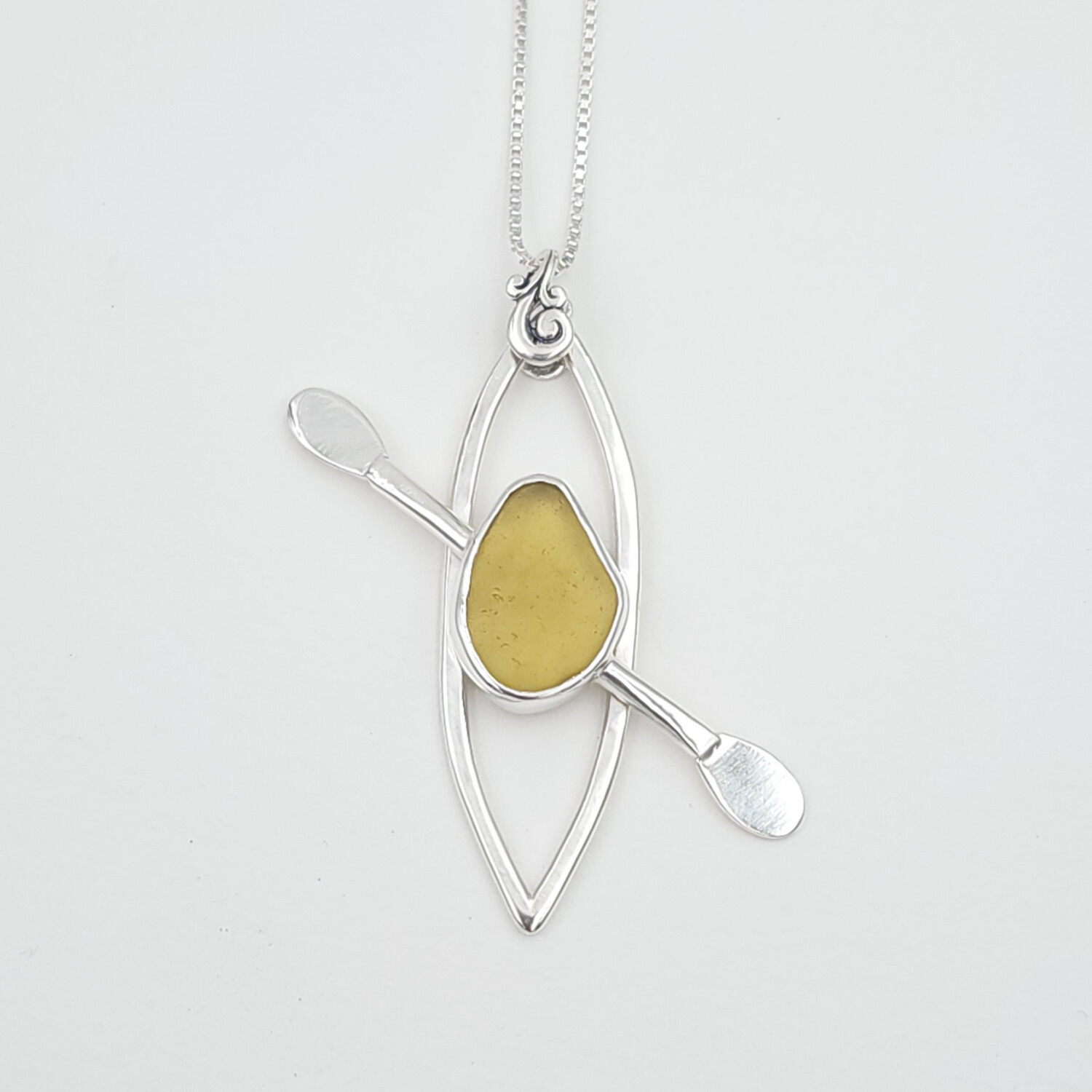 RESERVED: Yellow Lake Erie Beach Glass Kayak Necklace