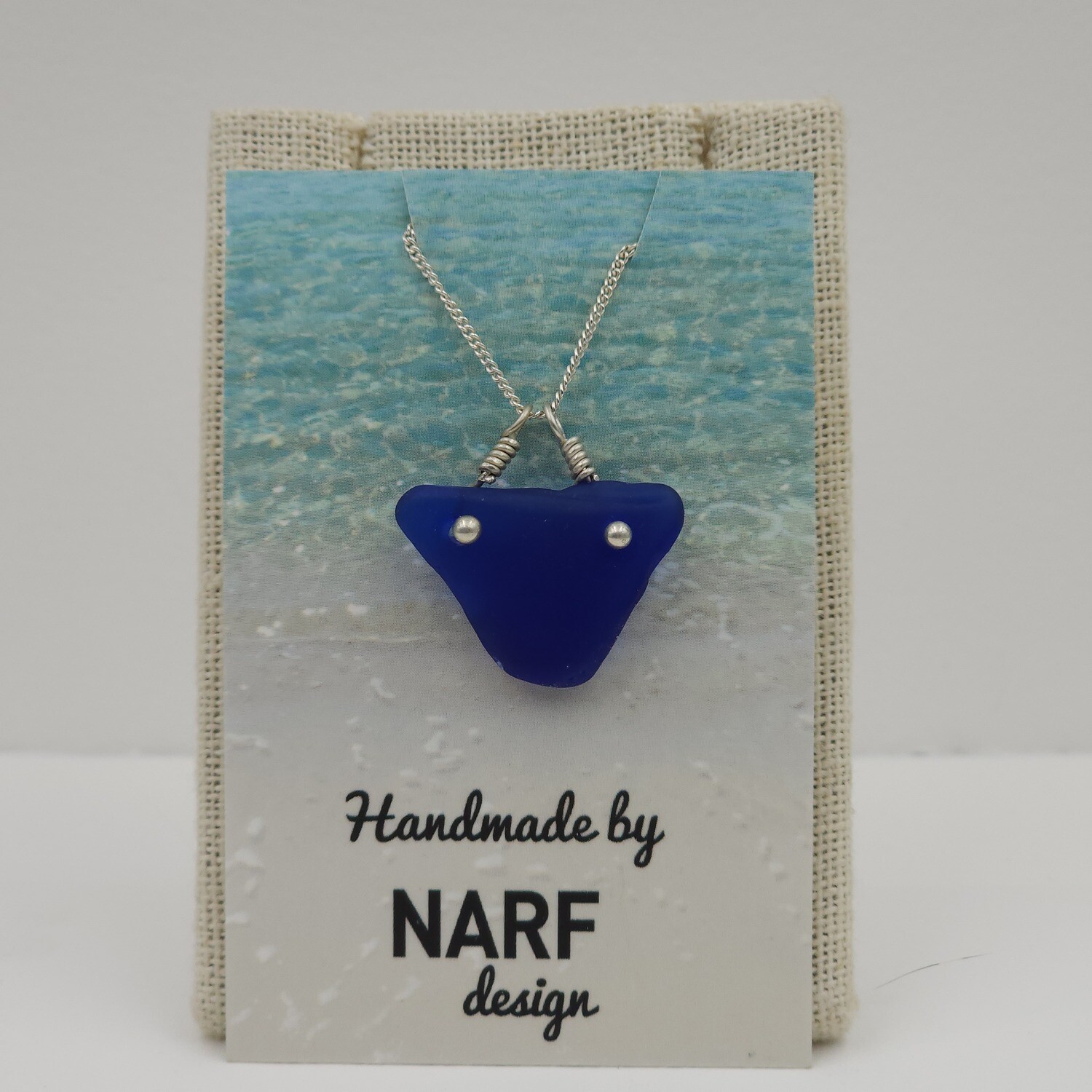 Cobalt Blue Maine Sea Glass Bar Necklace