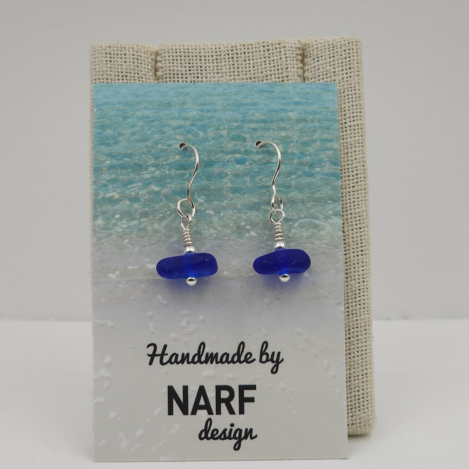 Cobalt Blue Lake Erie Beach Glass Earrings