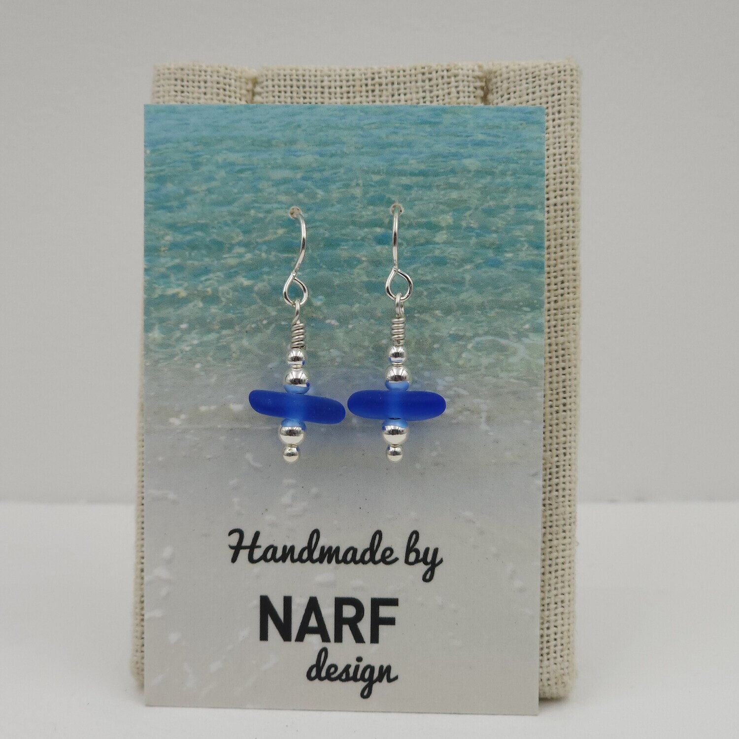 Lake Erie Beach Glass Earrings with Graduated Silver Balls - Various Colors