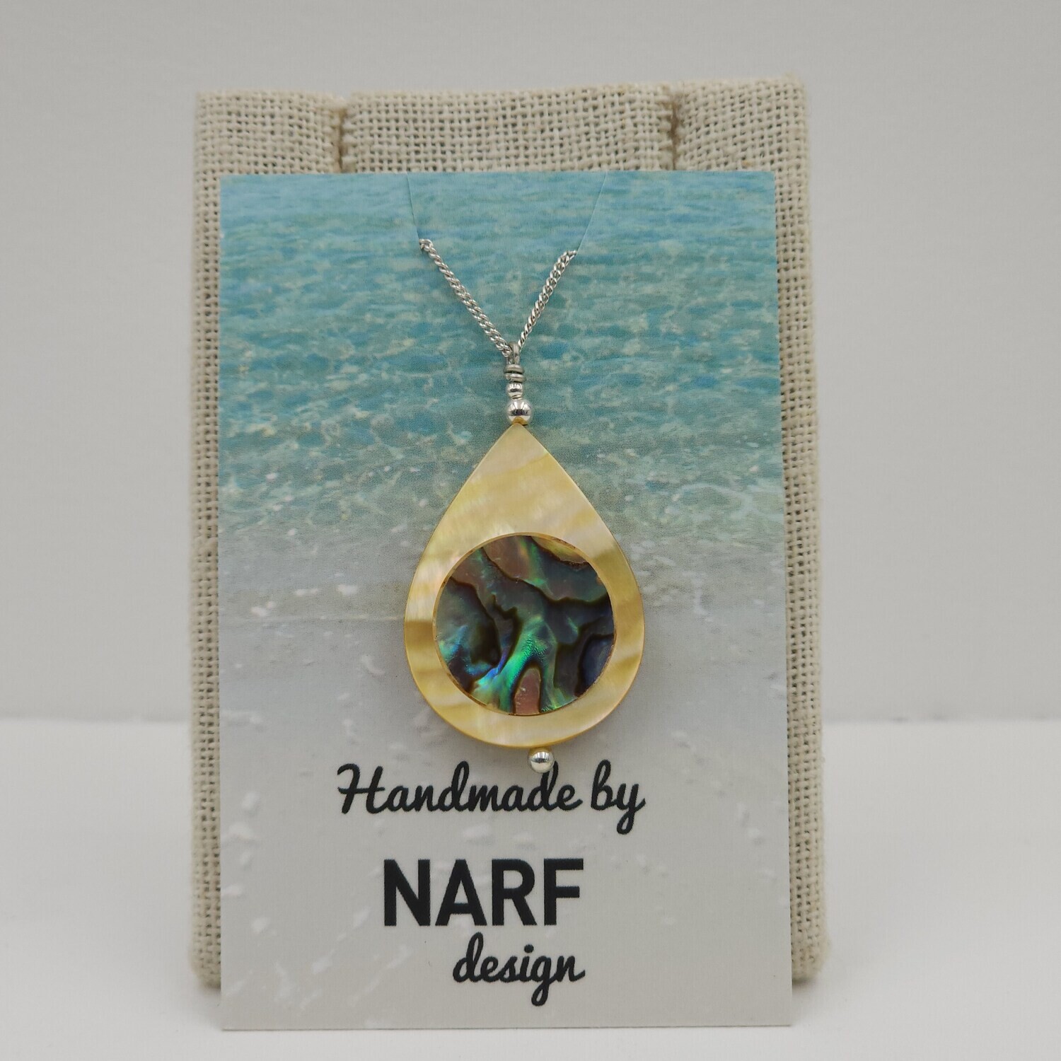 Mother of Pearl Teardrop with Abalone Inlay Necklace