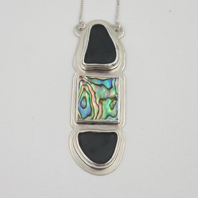 Bezel-set Abalone with Starfish Necklace in Sterling Silver