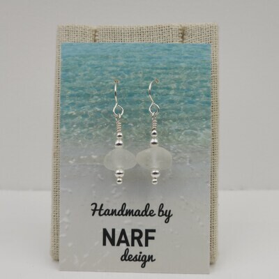 Lake Erie Beach Glass Earrings with Graduated Silver Balls