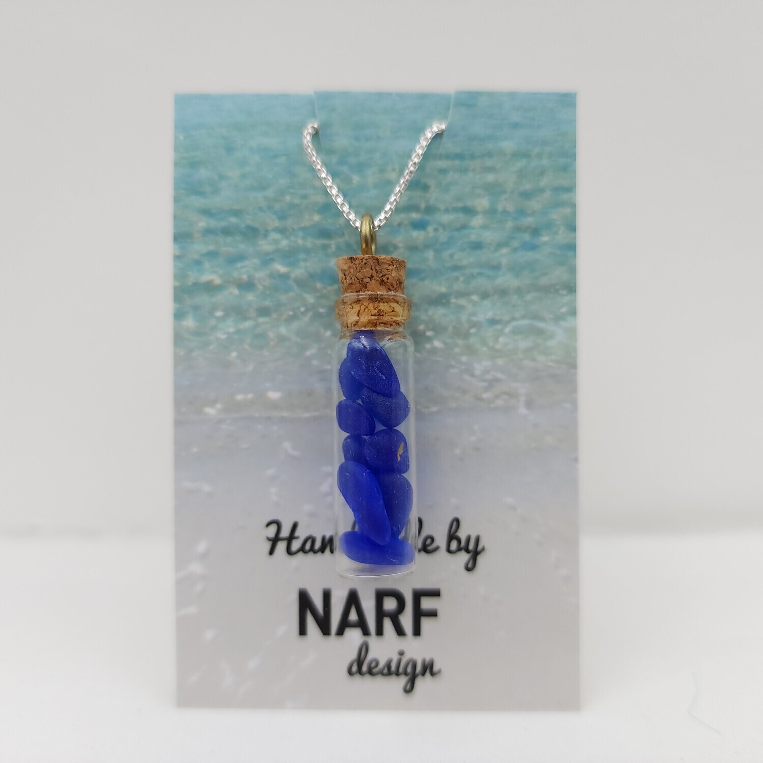 Blue Lake Erie Beach Glass Vial Necklace