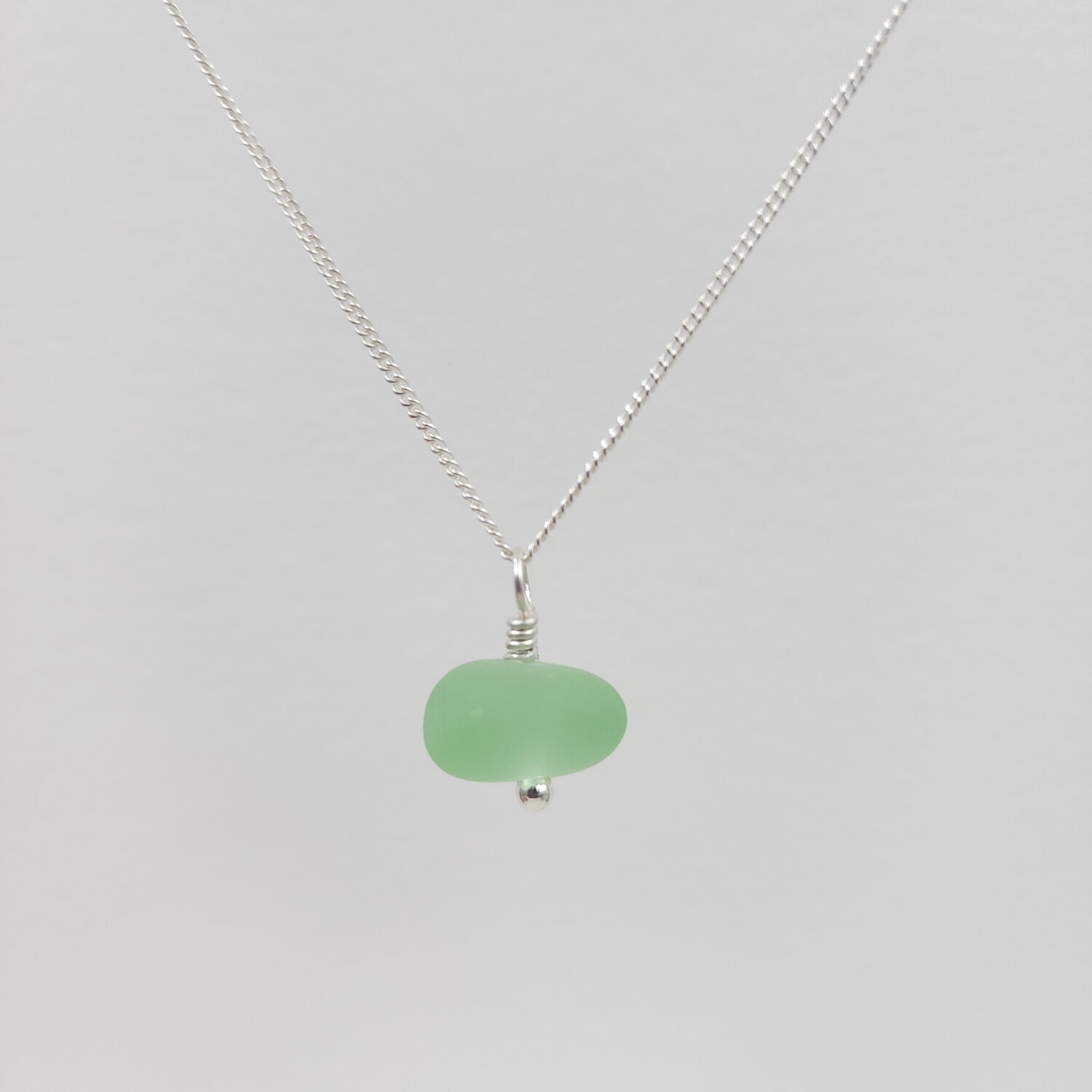 Seafoam Green Lake Erie Beach Glass Necklace