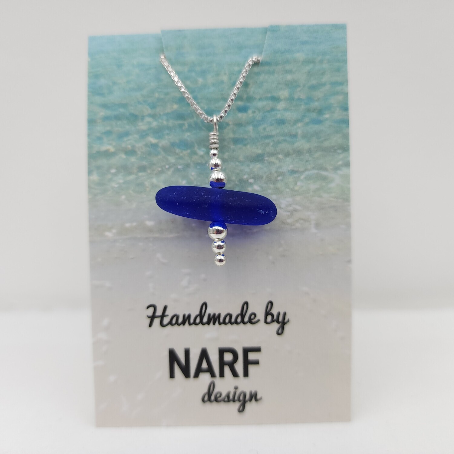 Cobalt Blue Lake Erie Beach Glass Stacking Necklace