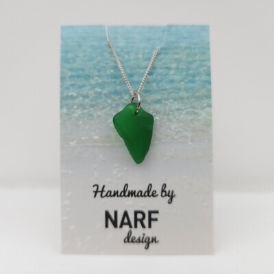 Dark Green Maine Sea Glass Necklace