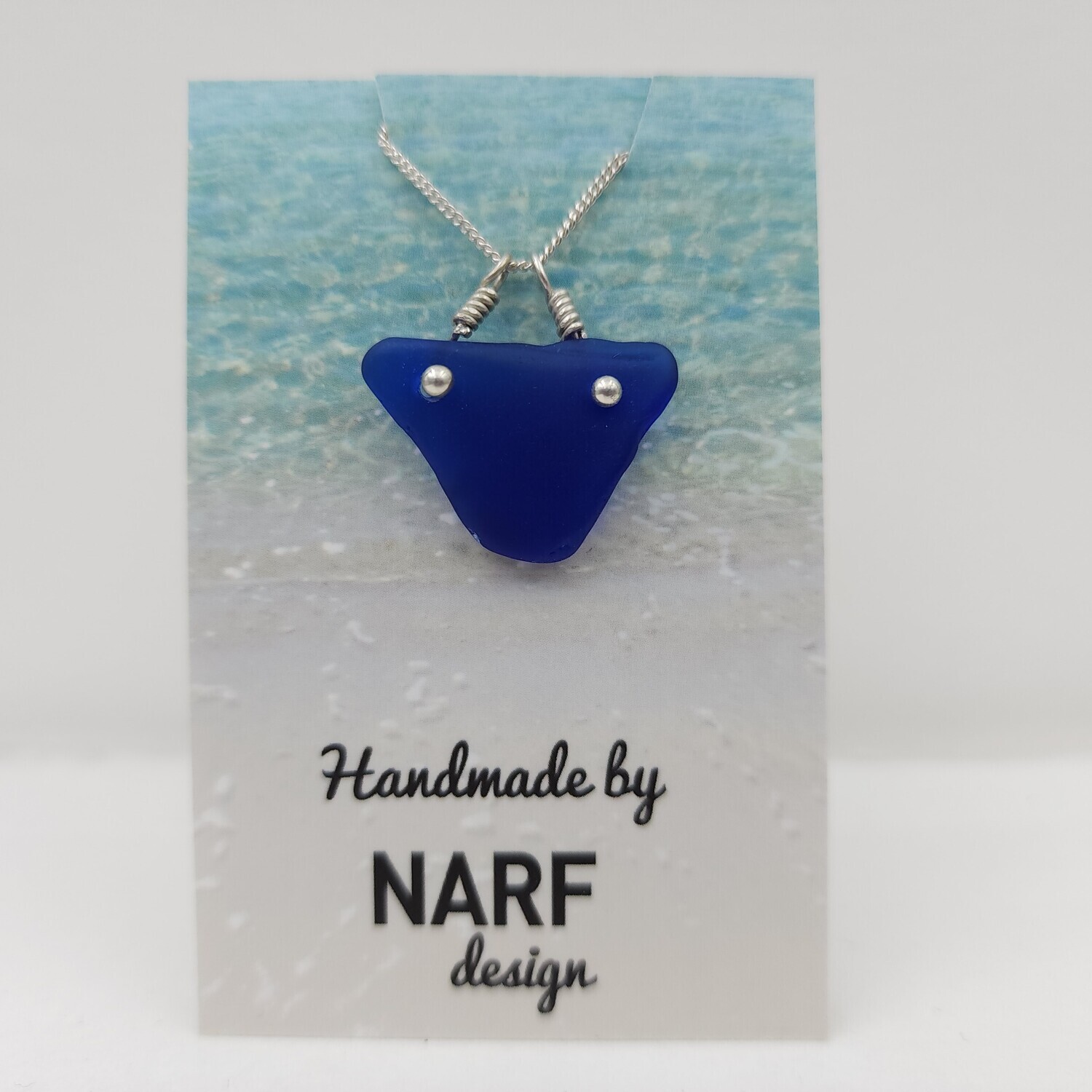 Cobalt Blue Maine Sea Glass Bar Necklace