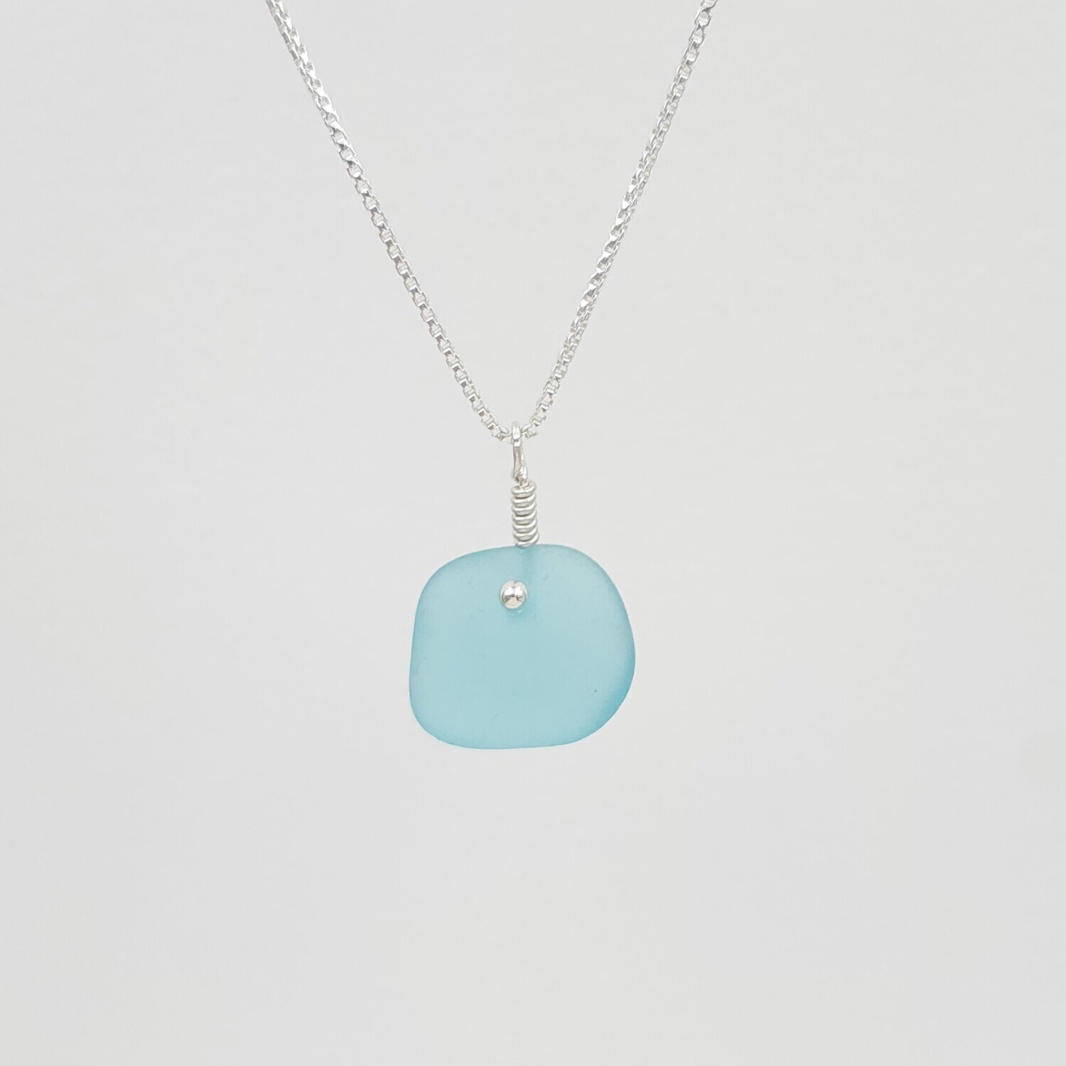 Light Blue Lake Erie Beach Glass Necklace