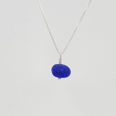 Cobalt Blue Lake Erie Beach Glass Necklace