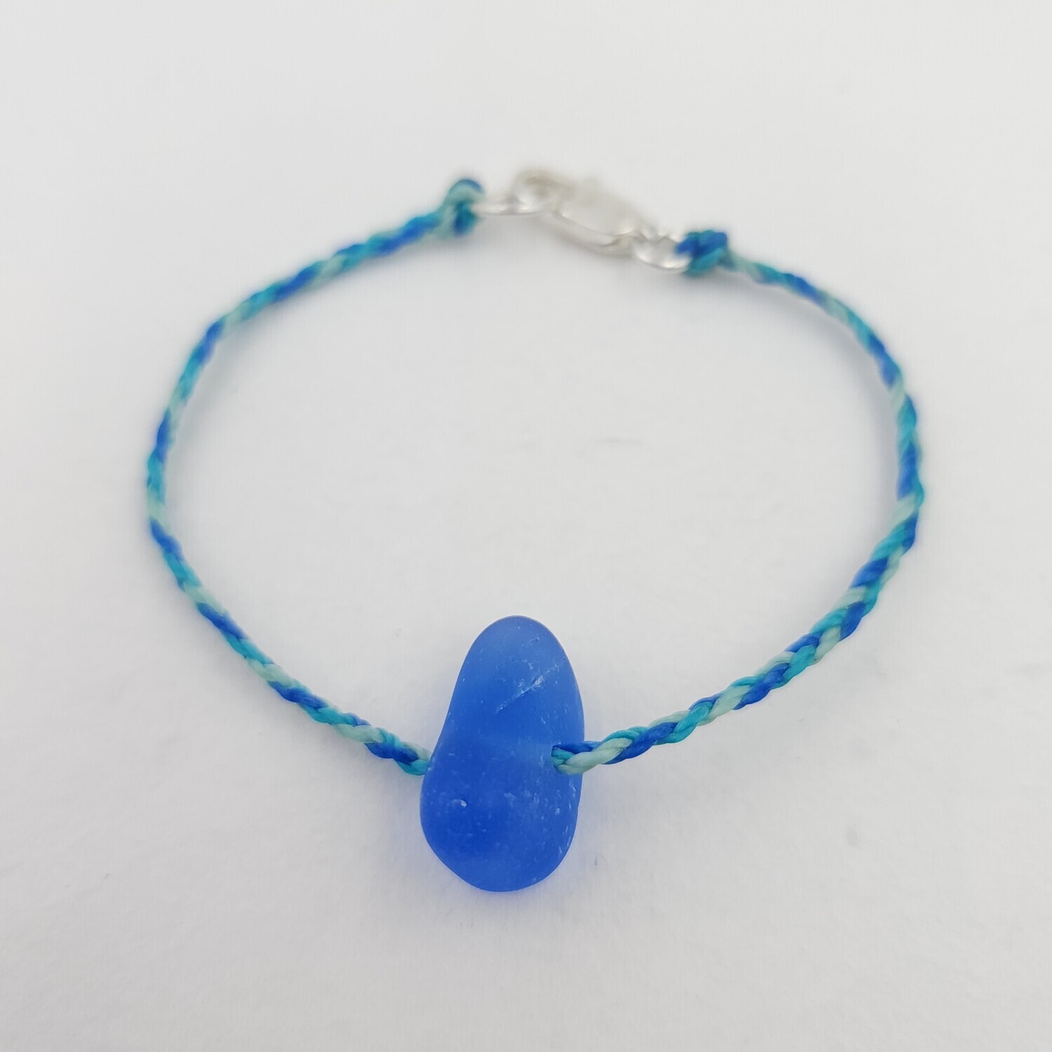 Cornflower Blue Lake Erie Beach Glass Waxed Cord Bracelet