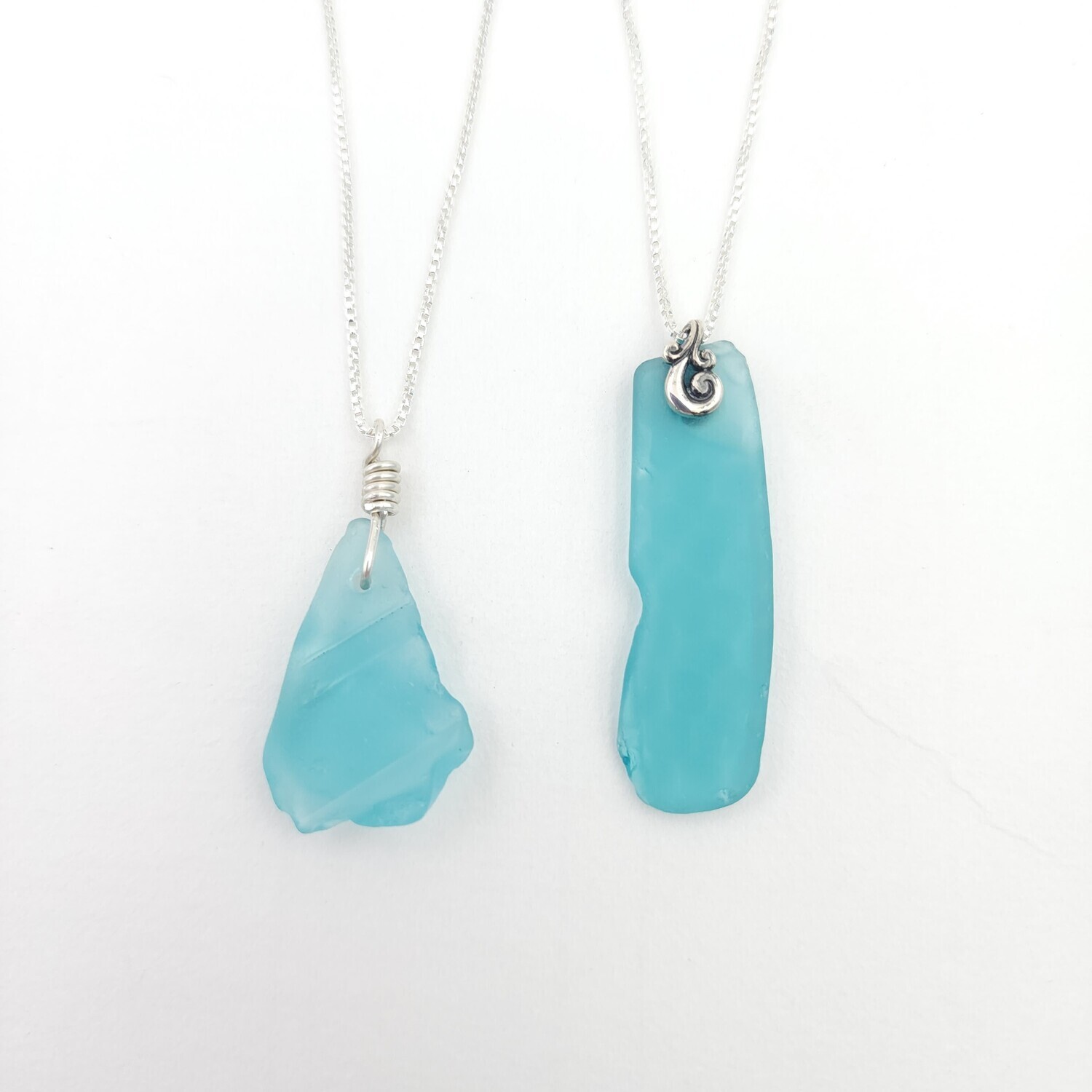 RESERVED: Light Blue Beach Glass Necklaces