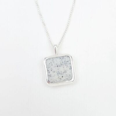 Double Sided Lake Erie Beach Tile Necklace in Sterling Silver