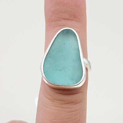 Light Blue Lake Erie Beach Glass Ring - size 6 1/2