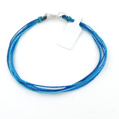 Shades of Blue Waxed Cord Bracelet