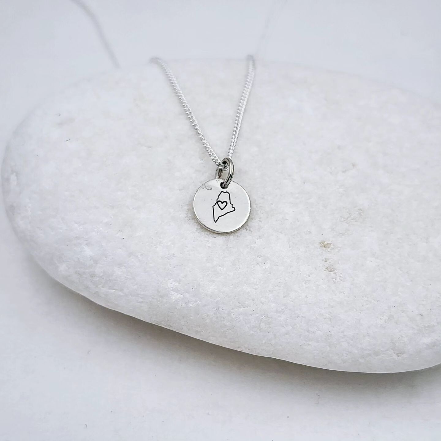 Fundraiser for Lewiston Maine Shooting Victims - Stamped Maine Heart Charm Necklace