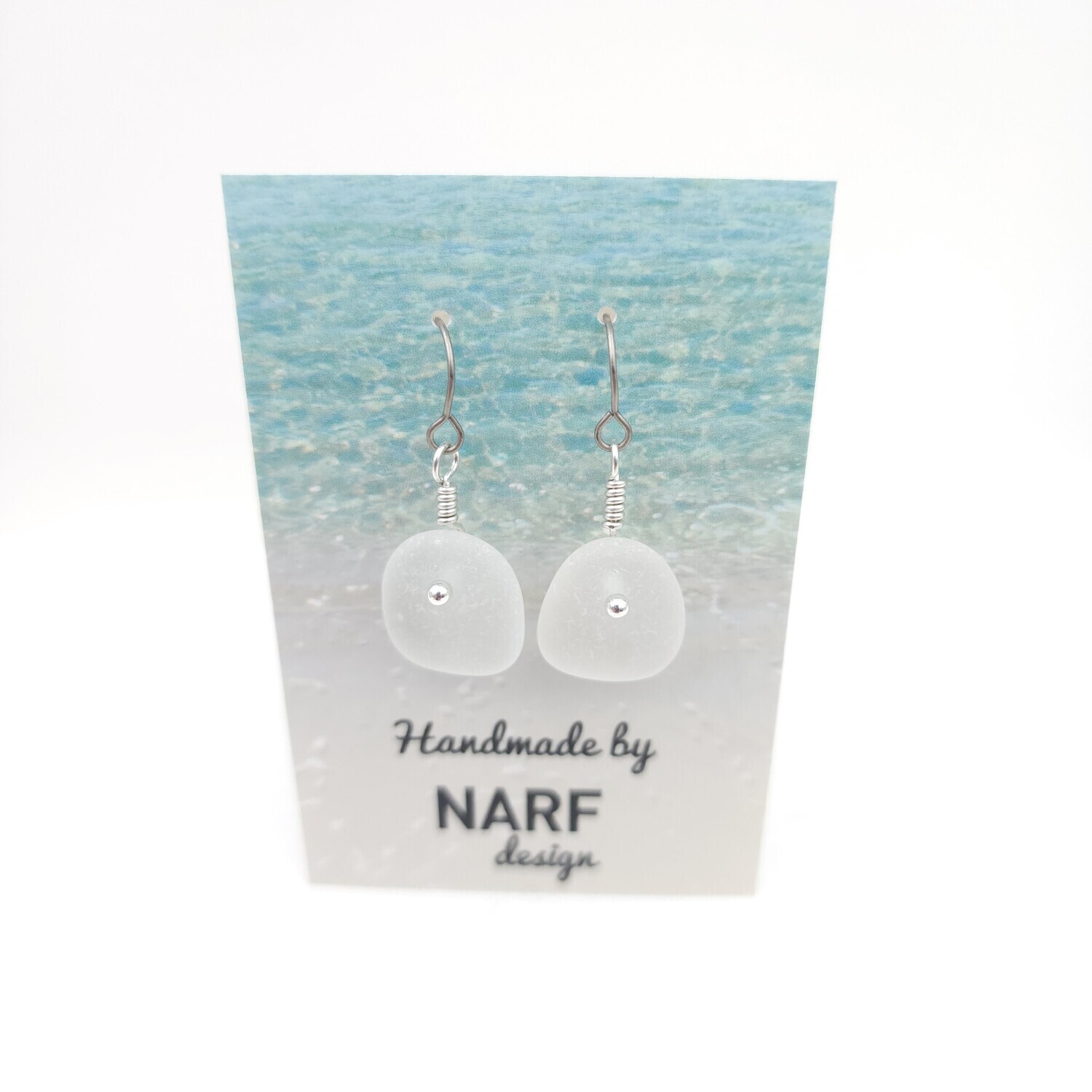 Lake Erie Beach Glass Earrings in Sterling Silver with Titanium Ear Wires