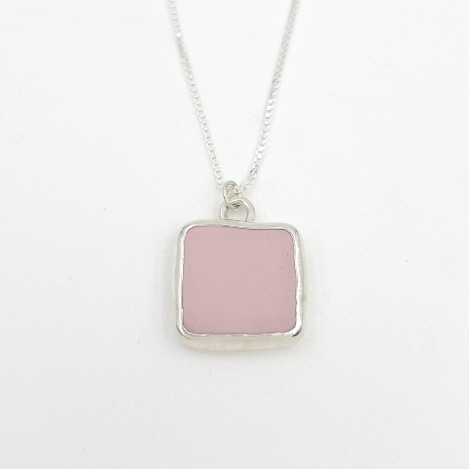 Double Sided Lake Erie Beach Tile Necklace in Sterling Silver