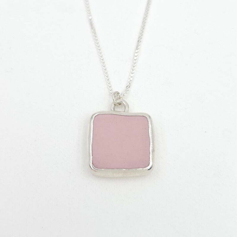 Double Sided Lake Erie Beach Tile Necklace in Sterling Silver