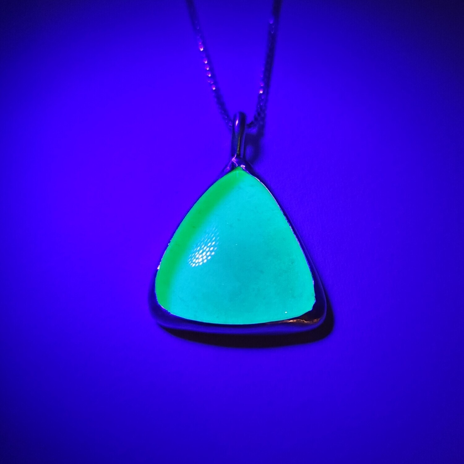 UV Reactive Uranium Stained Glass Necklace in Sterling Silver