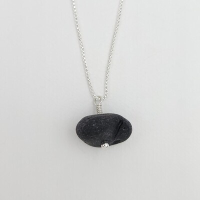 Black Vitrite Lake Erie Beach Glass Necklace