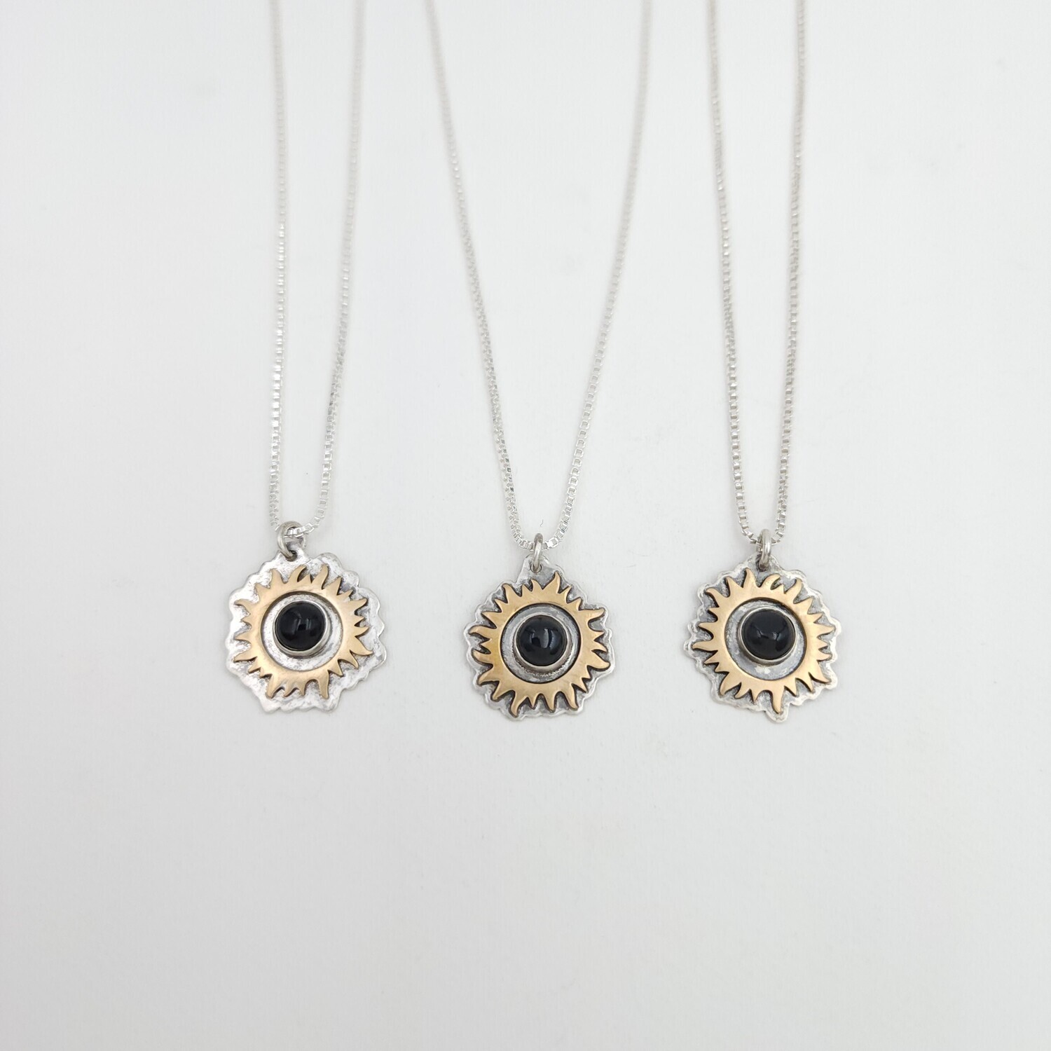 Eclipse Necklace with Black Onyx Cabochon and Bronze Sun