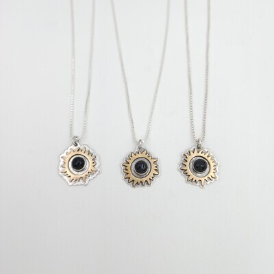 Eclipse Necklace with Black Onyx Cabochon and Bronze Sun