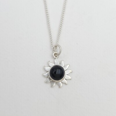 Tiny Eclipse Necklace with Black Onyx Cabochon