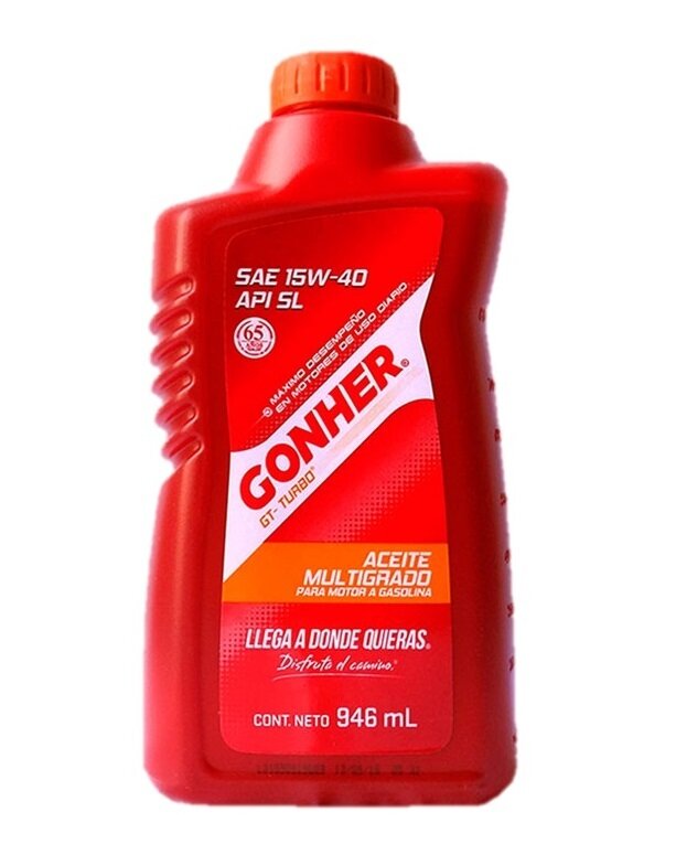 ACEITE MOTOR 15W40 GASOLINA MINERAL GT TURBO 946ML. GOHNER