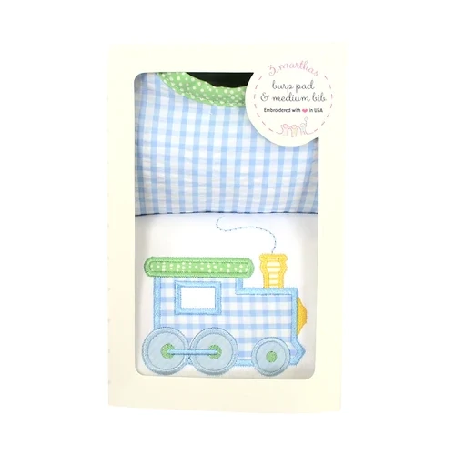 Train Bib & Burp Set