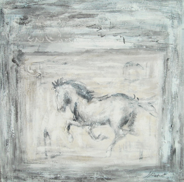 Mesteno, Cheval vagabon, oeuvre originale 36x36 pouces