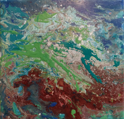 Cosmos l Oeuvre originale abtraite /Original painting 8x8 pouces /Inches