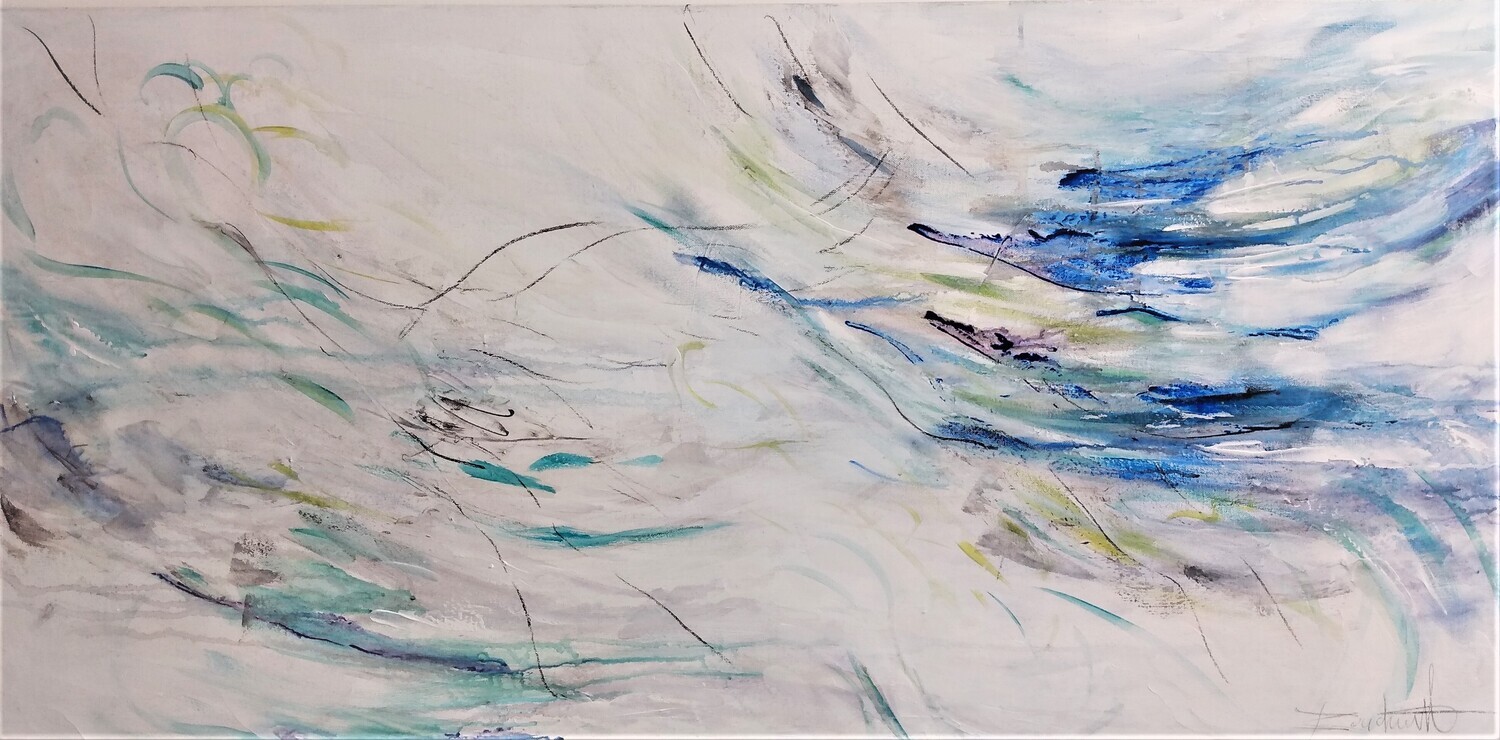 Vagues, Oeuvre originale 48"x24" Original painting