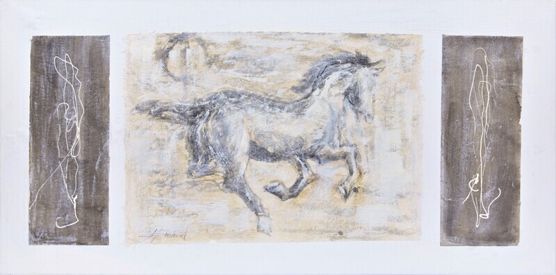 Cheval Sauvage, Œuvre originale, 48x24 Pouces