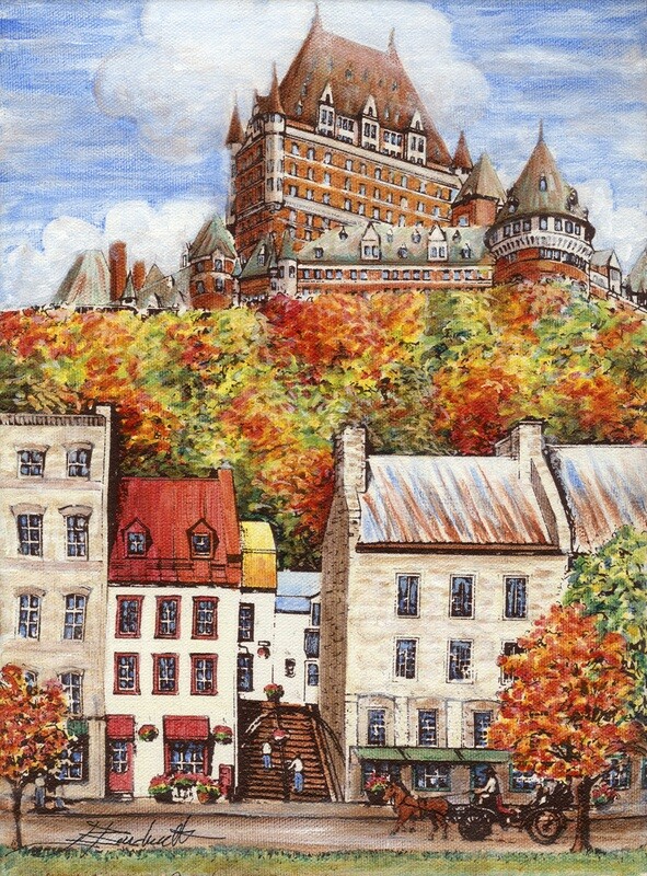 Le Vieux-Québec en automne/Giclée sur toile/ Giclee on canvas 9x12 Pouces/Inches