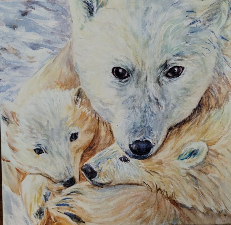 Ours polaires  Oeuvre originale 12x12