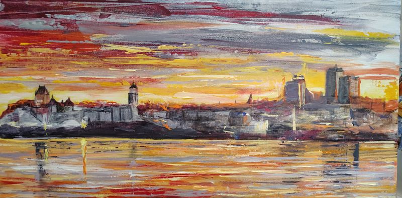 Crépuscule sur Québec,Oeuvre originale 12x24