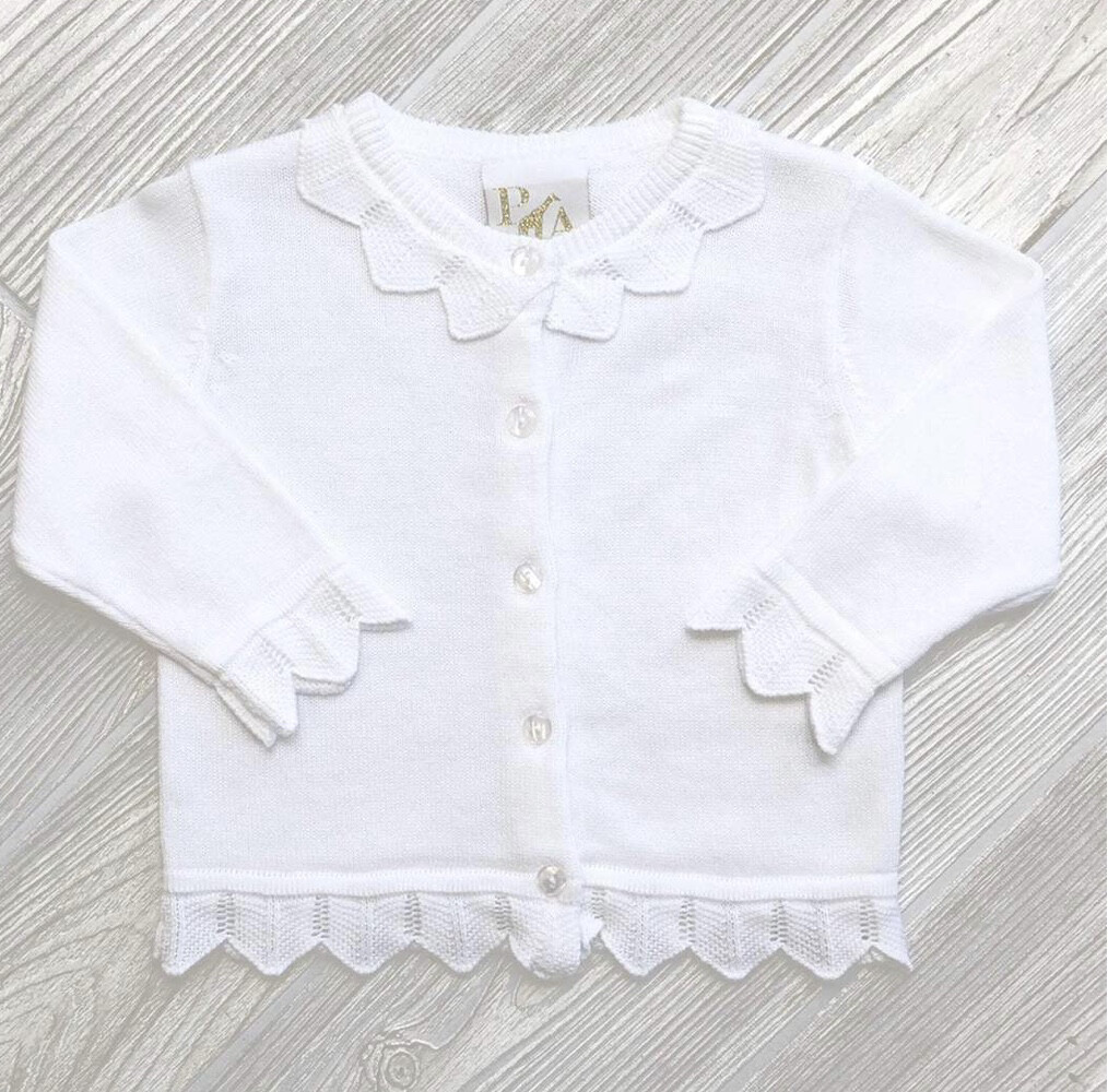 Pointelle Trimmed Cardigan - Girls 