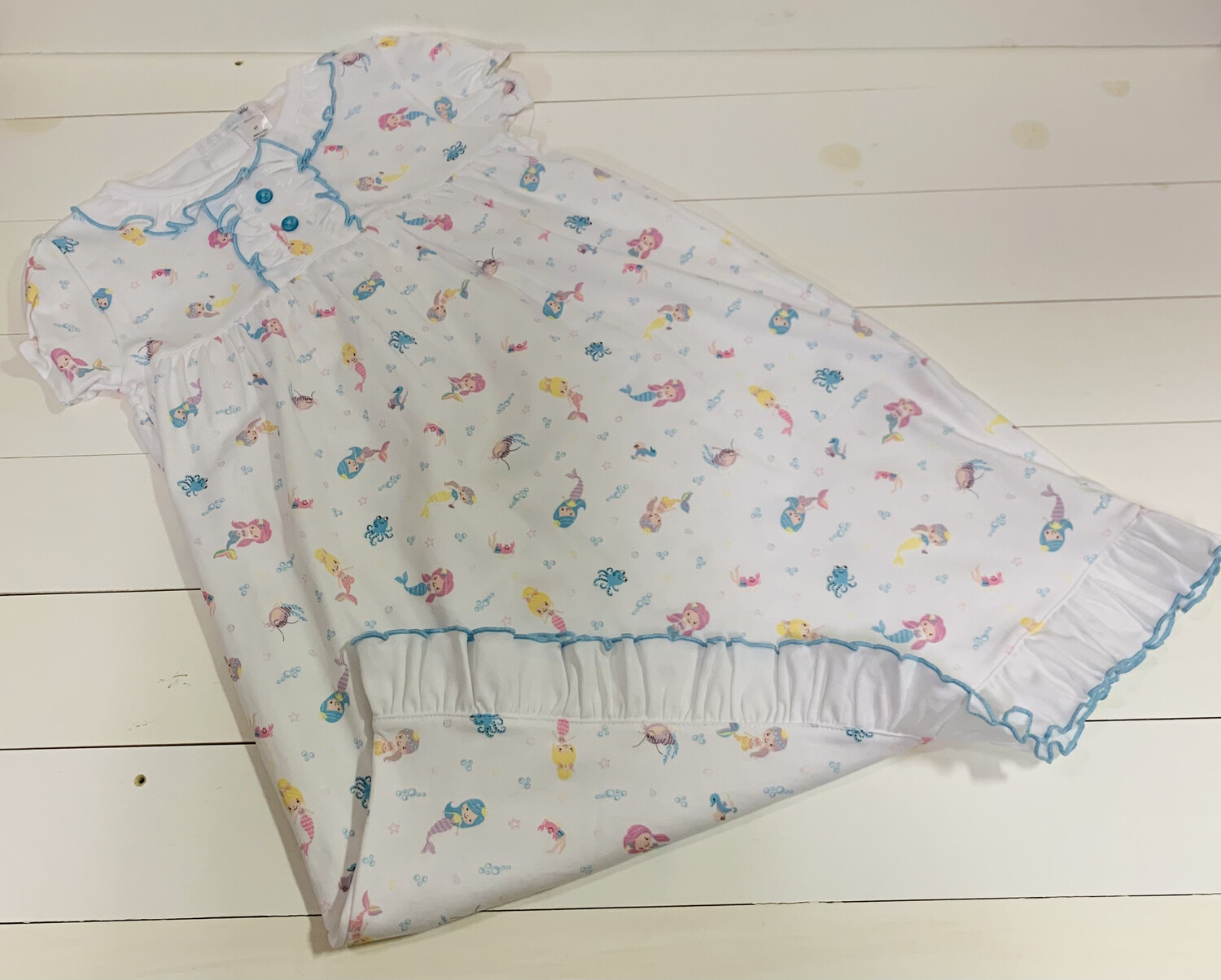 Pima Nightgown Girls - 𝗖𝗹𝗶𝗰𝗸 𝗙𝗼𝗿 𝗠𝗼𝗿𝗲 𝗣𝗮𝘁𝘁𝗲𝗿𝗻𝘀, Size: 2t, Style: Mermaid